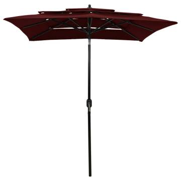 3-Tier Parasol with Aluminium Pole Bordeaux Red 2x2 m