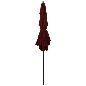 3-Tier Parasol with Aluminium Pole Bordeaux Red 2x2 m