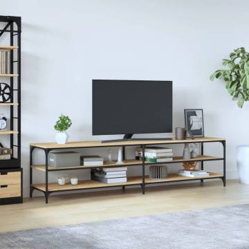 TV Cabinet Sonoma Oak 200x30x50 cm Engineered Wood and Metal