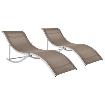 Folding Sun Loungers 2 pcs Taupe Textilene