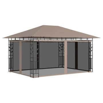 Gazebo with Mosquito Net 4x3x2.73 m Taupe 180 g/m²