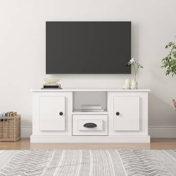 TV Cabinet High Gloss White 100x35.5x45 cm Engineered Wood