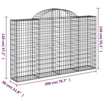 Arched Gabion Basket 200x30x120/140 cm Galvanised Iron