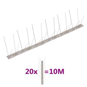 4-row Stainless Steel Bird & Pigeon Spikes Set of 20 10 m