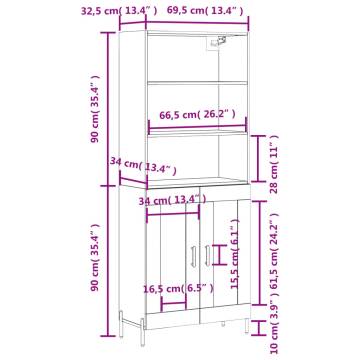 Highboard Smoked Oak 69.5x34x180 cm Engineered Wood