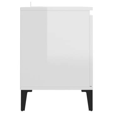 TV Cabinet with Metal Legs High Gloss White 103.5x35x50 cm