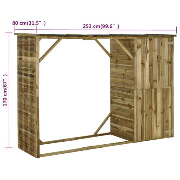 Garden Firewood Tool Storage Shed Pinewood 253x80x170 cm