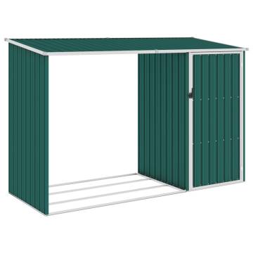 Garden Firewood Shed Green 245x98x159 cm Galvanised Steel