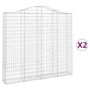 Arched Gabion Baskets 2 pcs 200x30x180/200 cm Galvanised Iron