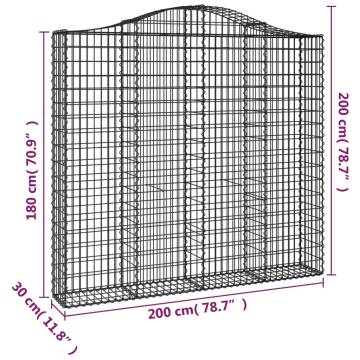 Arched Gabion Baskets 2 pcs 200x30x180/200 cm Galvanised Iron