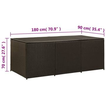 Garden Storage Box Poly Rattan 180x90x70 cm Brown