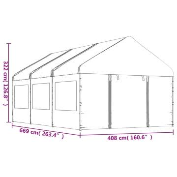 Gazebo with Roof White 6.69x4.08x3.22 m Polyethylene