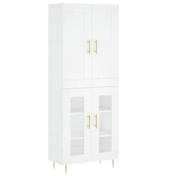 Highboard White 69.5x34x180 cm Engineered Wood