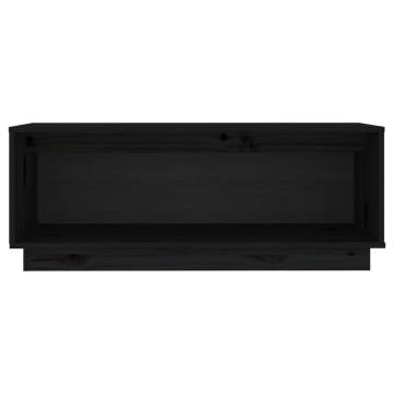 TV Cabinet Black 90x35x35 cm Solid Wood Pine