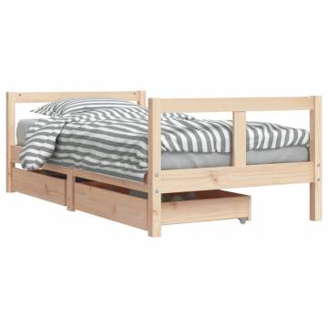 Kids Bed Frame with Drawers 80x160 cm Solid Wood Pine