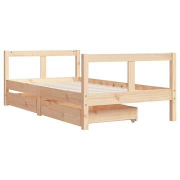 Kids Bed Frame with Drawers 80x160 cm Solid Wood Pine