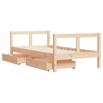 Kids Bed Frame with Drawers 80x160 cm Solid Wood Pine