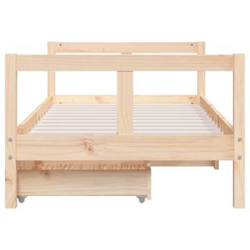 Kids Bed Frame with Drawers 80x160 cm Solid Wood Pine