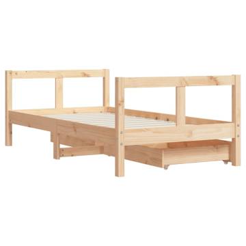 Kids Bed Frame with Drawers 80x160 cm Solid Wood Pine