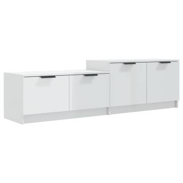 TV Cabinet High Gloss White 158.5x36x45 cm Engineered Wood