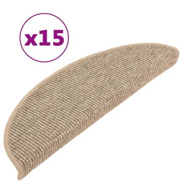 Stair Mats Self-adhesive 15 pcs 56x17x3 cm Dark Beige