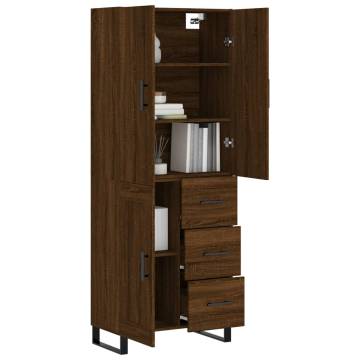 Highboard Brown Oak 69.5x34x180 cm Engineered Wood