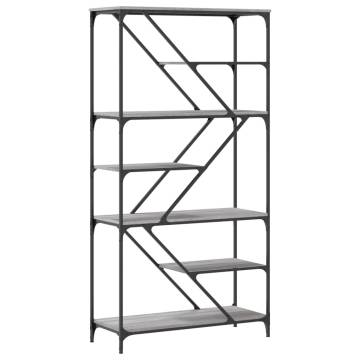 Bookshelf Grey Sonoma 91x36x176 cm Engineered Wood and Steel