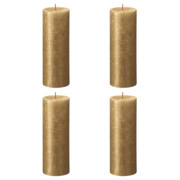 Bolsius Rustic Pillar Candles Shimmer 4 pcs 190x68 mm Gold