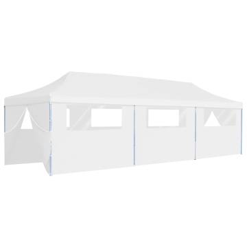 Folding Pop-up Party Tent with 8 Sidewalls 3x9 m White