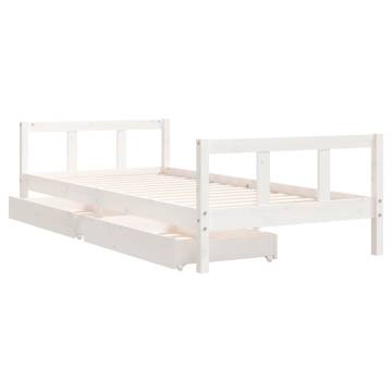 Kids Bed Frame with Drawers White 90x200 cm Solid Wood Pine