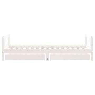 Kids Bed Frame with Drawers White 90x200 cm Solid Wood Pine