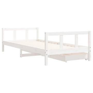 Kids Bed Frame with Drawers White 90x200 cm Solid Wood Pine