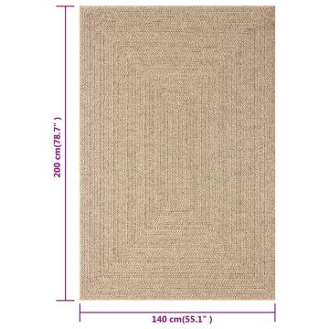 Rug 140x200 cm Jute Look Indoor and Outdoor