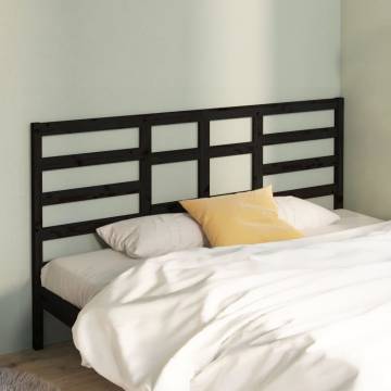 Bed Headboard Black 206x4x104 cm Solid Wood Pine