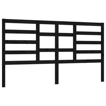 Bed Headboard Black 206x4x104 cm Solid Wood Pine