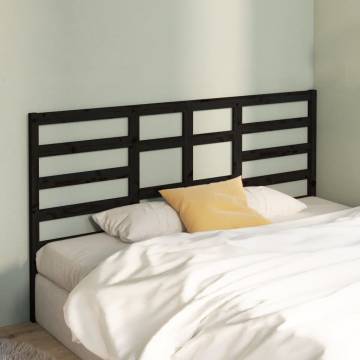 Bed Headboard Black 206x4x104 cm Solid Wood Pine