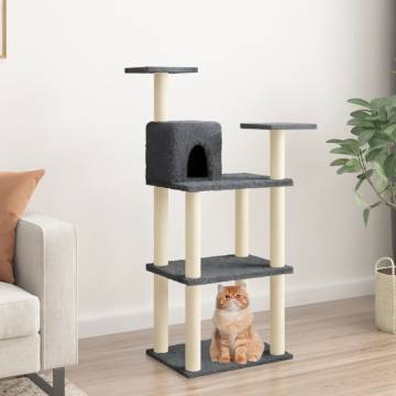 Cat Tree with Sisal Scratching Posts Dark Grey 118.5 cm