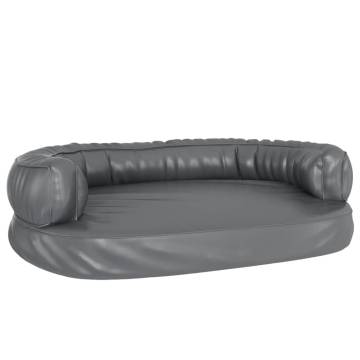 Ergonomic Foam Dog Bed Grey 88x65 cm Faux Leather