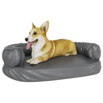 Ergonomic Foam Dog Bed Grey 88x65 cm Faux Leather