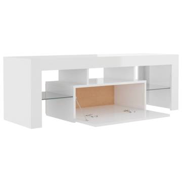 TV Cabinet with LED Lights High Gloss White 120x35x40 cm