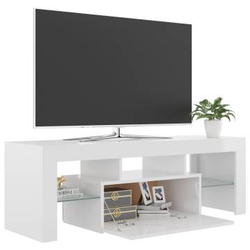 TV Cabinet with LED Lights High Gloss White 120x35x40 cm