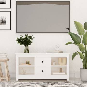 TV Cabinet White 103x36.5x52 cm Solid Wood Pine