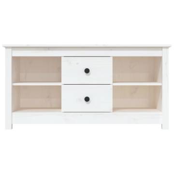 TV Cabinet White 103x36.5x52 cm Solid Wood Pine