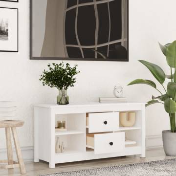 TV Cabinet White 103x36.5x52 cm Solid Wood Pine