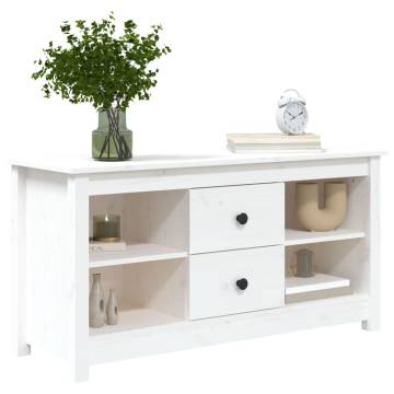 TV Cabinet White 103x36.5x52 cm Solid Wood Pine