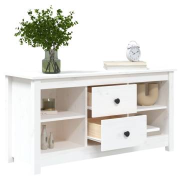 TV Cabinet White 103x36.5x52 cm Solid Wood Pine