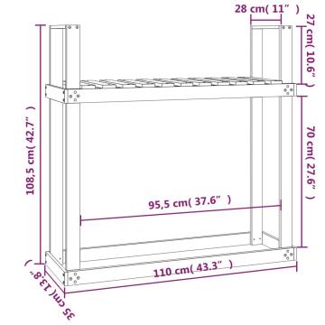 Firewood Rack Grey 110x35x108.5 cm Solid Wood Pine