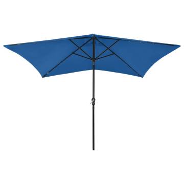 Parasol with LEDs and Steel Pole Azure Blue 2x3 m