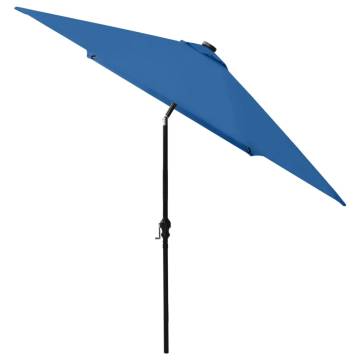 Parasol with LEDs and Steel Pole Azure Blue 2x3 m