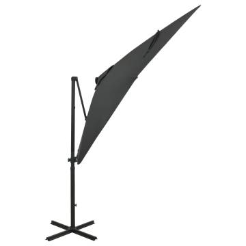 Cantilever Umbrella with Pole and LED Lights Anthracite 250 cm